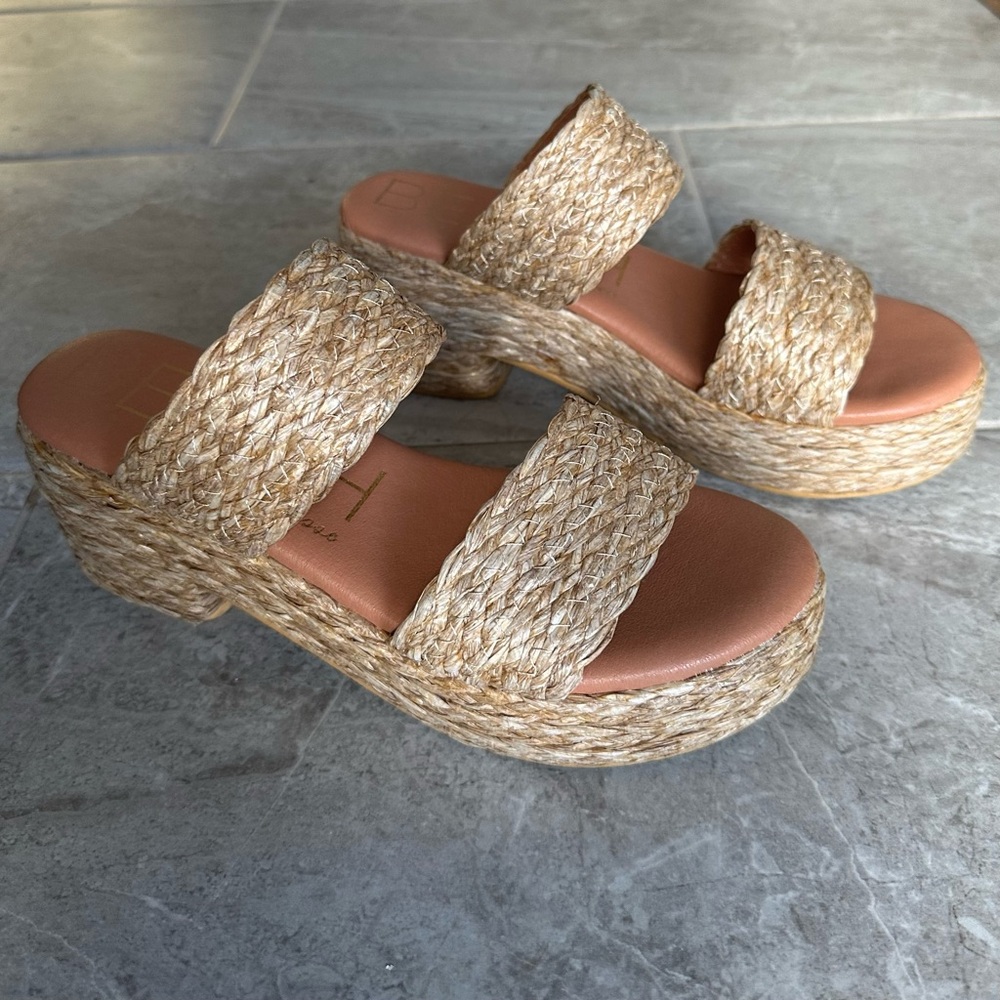 Beach by Matisse Ocean Ave Vegan Raffia Platform Sandals